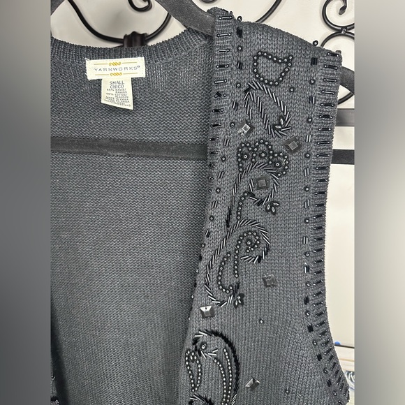 VTG Embellished Black Knit Sweater Vest - Picture 6 of 7